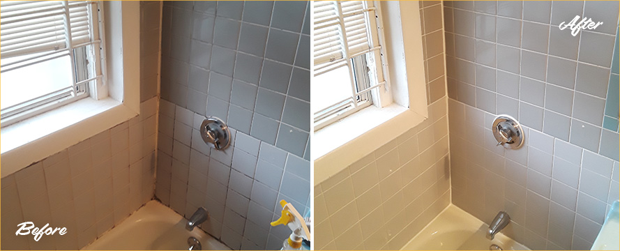 Tile Shower Before and After Our Caulking Services in North Port