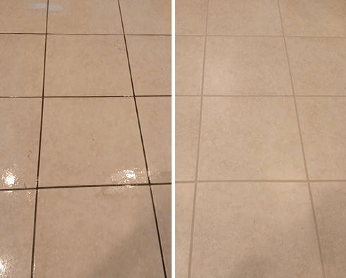 Close-up of Floor Before and After a Service from Our Tile and Grout Cleaners in Bradenton