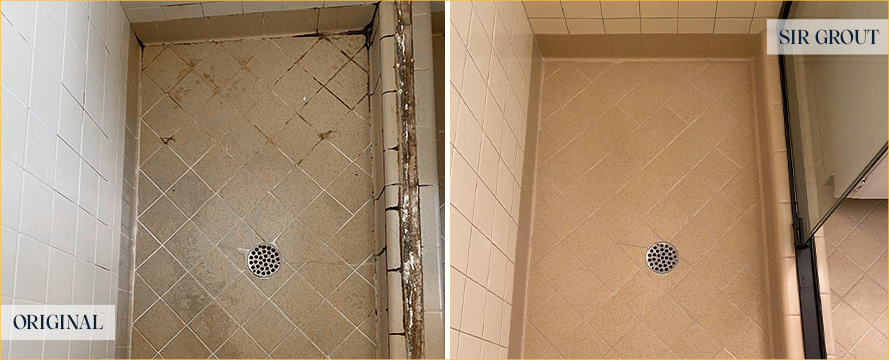 Tile Shower Before and After Our Caulking Services in Lakewood Ranch