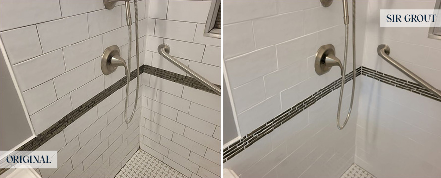 Shower Seams Before and After a Grout Sealing in Sarasota