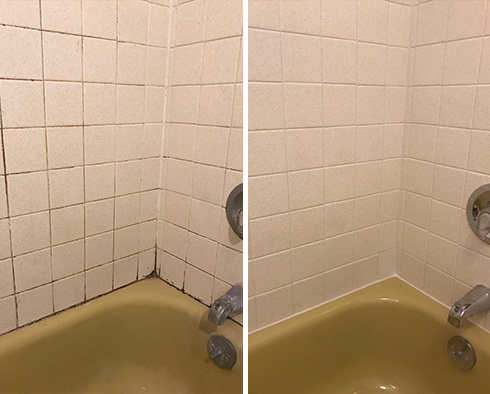 Shower Seams Before and After Our Caulking Services in Palmetto