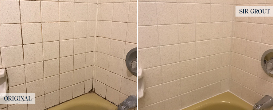 Shower Seams Before and After Our Caulking Services in Palmetto