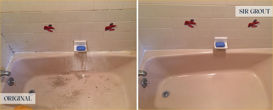 Shower and Bathtub Before and After a Tile Cleaning in Venice