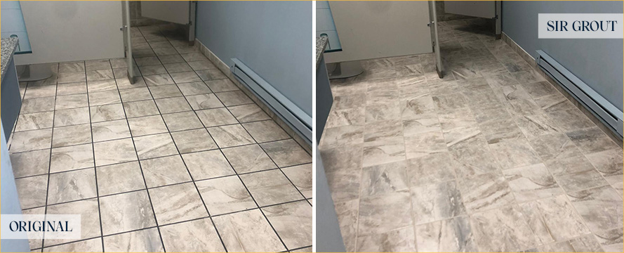  Men's Restroom Floor Before and After a Grout Cleaning in Palmetto